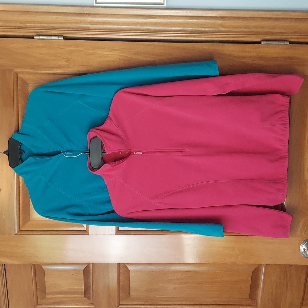 Joe Fresh Set Of 2, Pink, Blue Soft Fleece Quarter Zip-Up Jackets, Size Small